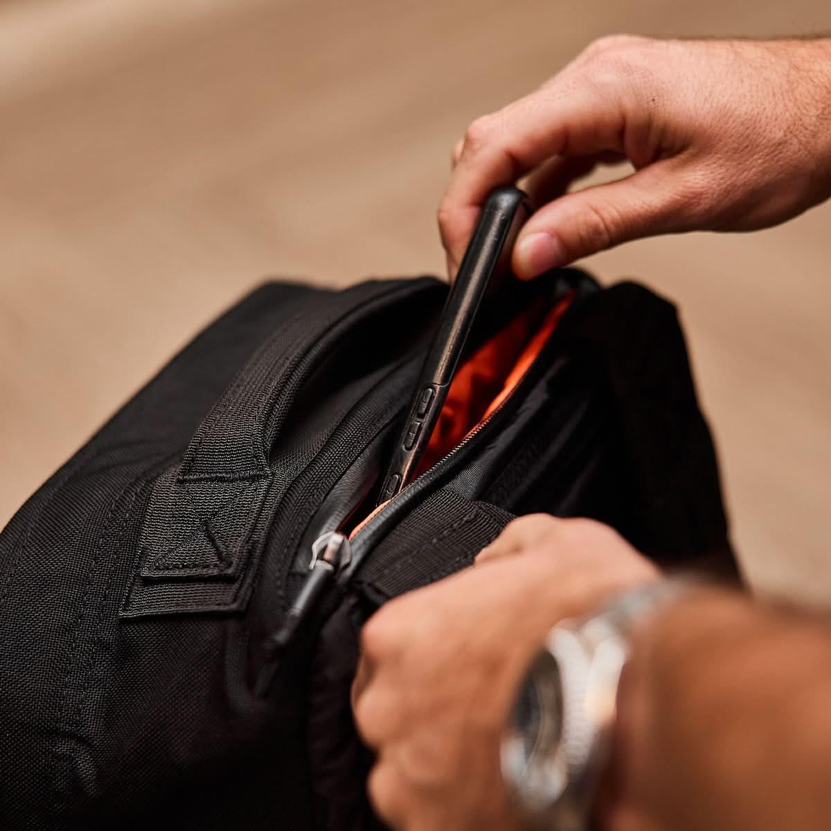 GR1 backpack zipper pocket detail